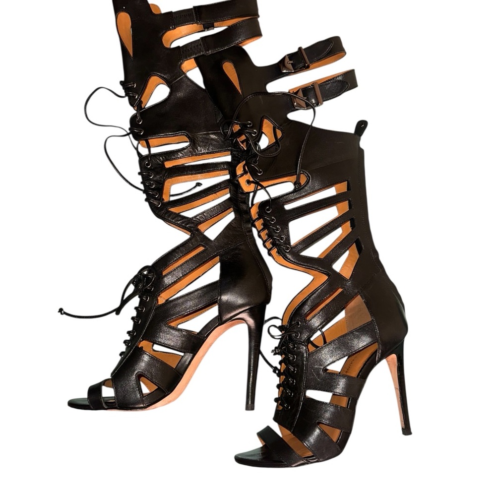 Rebecca Minkoff Elegant Black cut out leather Strappy Heels
